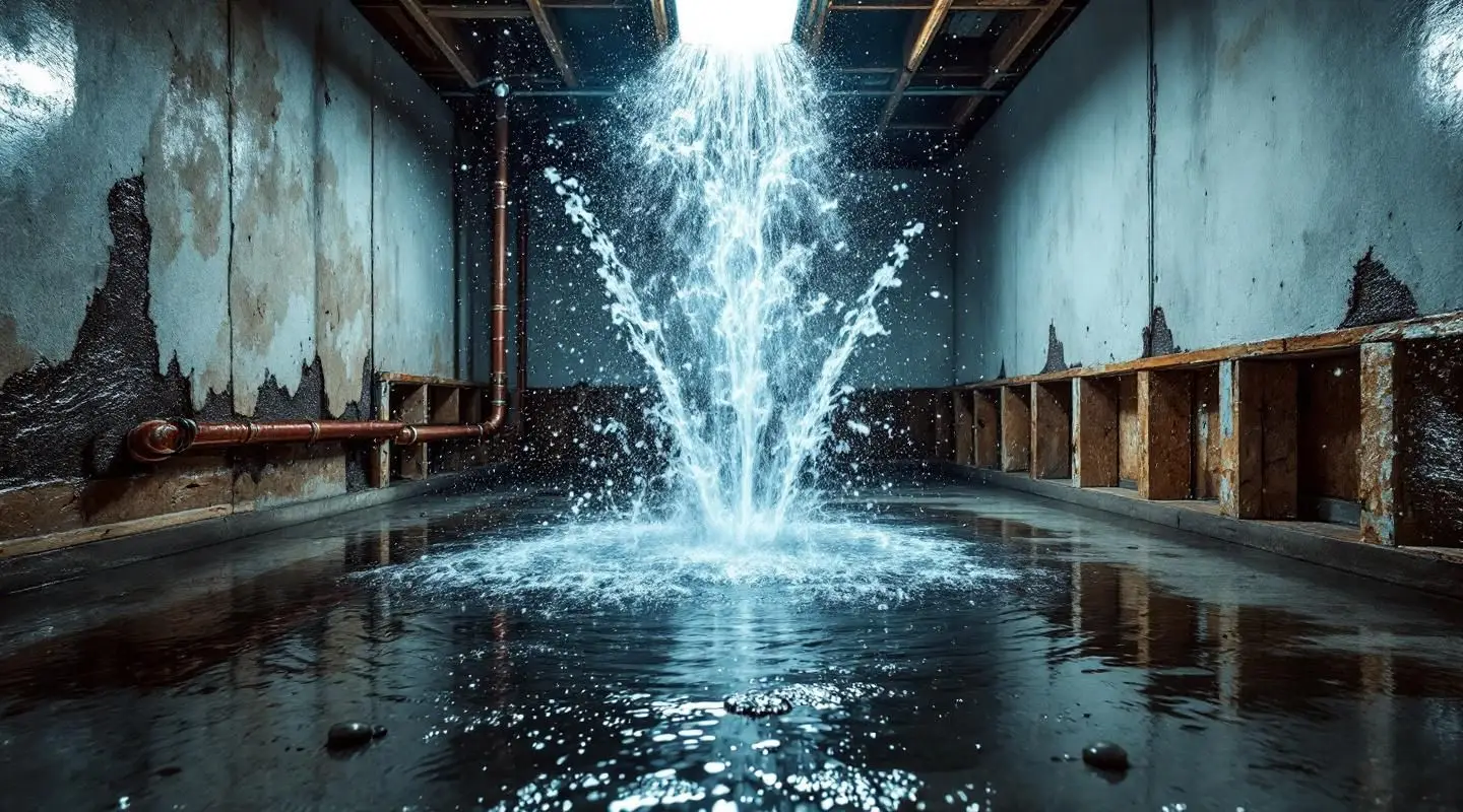 A professional restoration technician extracting water from a flooded basement floor after a burst pipe in Englewood.